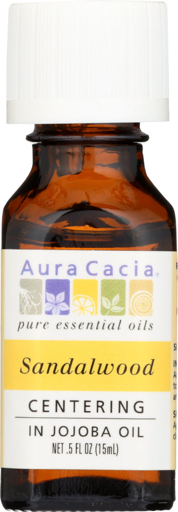 AURA CACIA: Sandalwood in Jojoba Oil, 0.5 oz