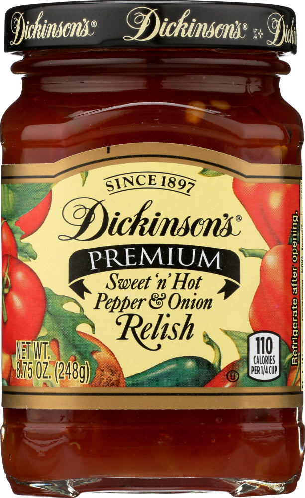 DICKINSON'S: Premium Relish Sweet 'n Hot Pepper & Onion, 8.75 oz