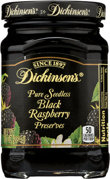 DICKINSON'S: Pure Seedless Black Raspberry Preserves, 10 Oz