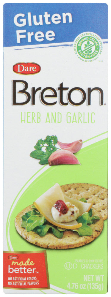 DARE: Breton Cracker Gluten Free Herb Garlic, 4.76 oz