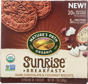 NATURES PATH: Sunrise Breakfast Dark Chocolate Coconut Biscuits, 7 oz