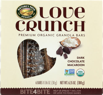 NATURES PATH: Love Crunch Dark Chocolate Macaroons Bar, 6.35 oz