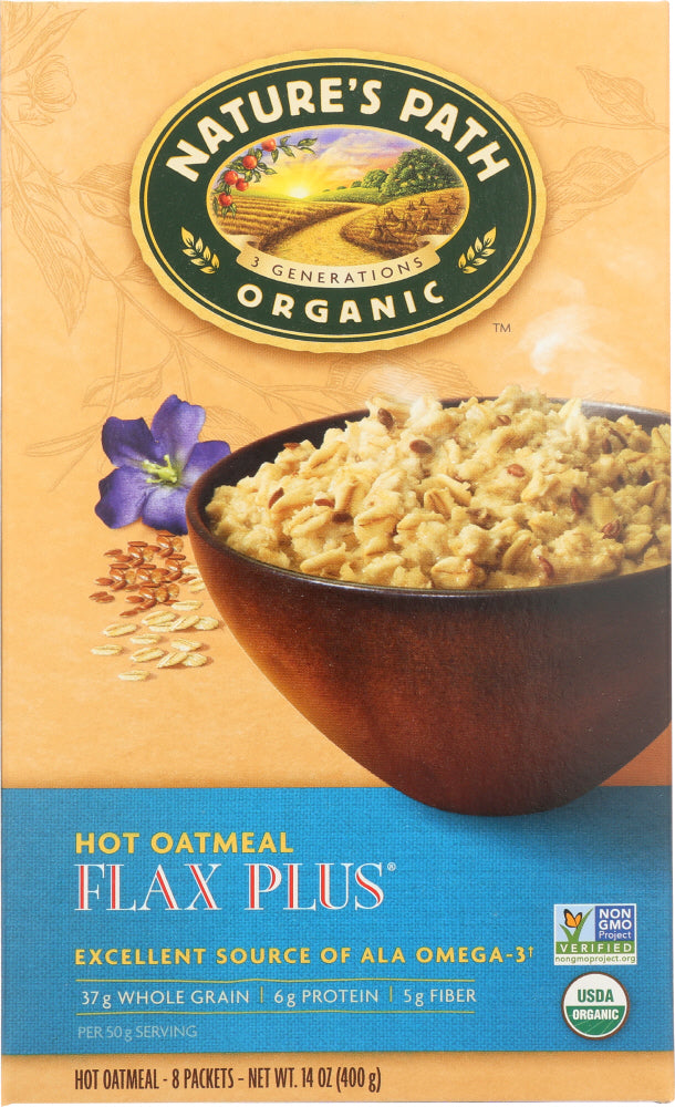 NATURE'S PATH: Organic Instant Hot Oatmeal Flax Plus 8 Packets, 14 oz