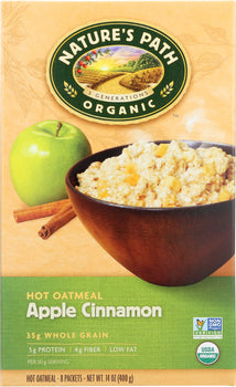 NATURE'S PATH: Organic Instant Hot Oatmeal Apple Cinnamon 8 Packets, 14 oz