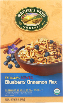 NATURE'S PATH: Organic Optimum Power Cereal Blueberry Cinnamon Flax, 14 oz