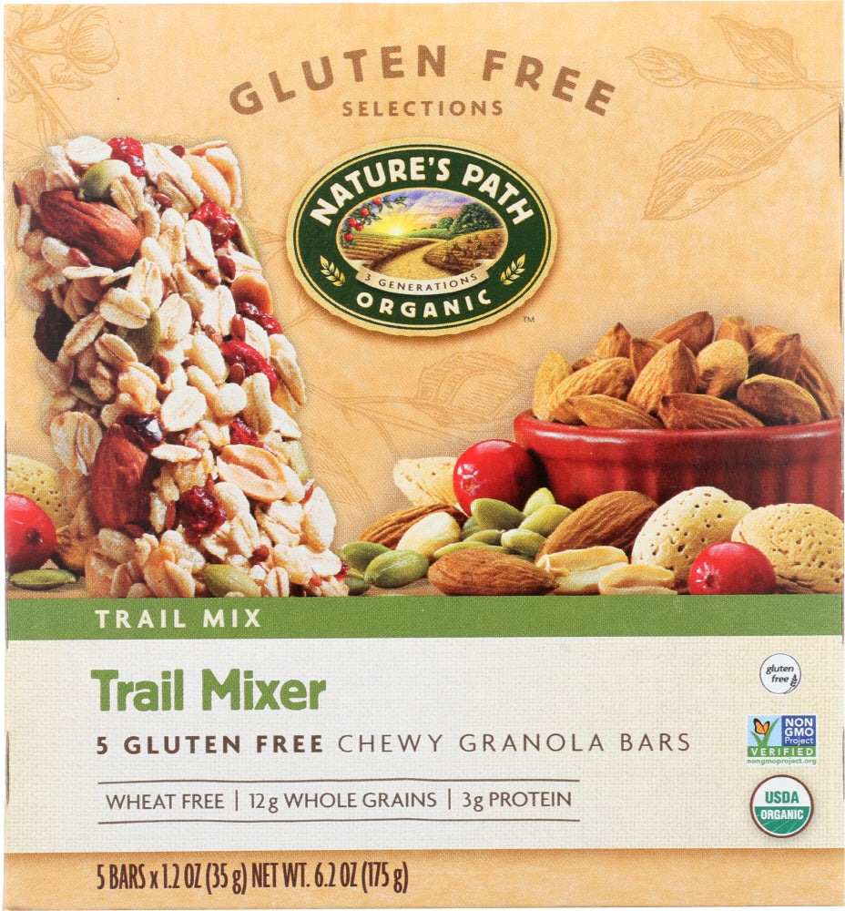 NATURE'S PATH: Organic Chewy Granola Bars Gluten Free Trail Mixer 5 Bars, 6.2 oz