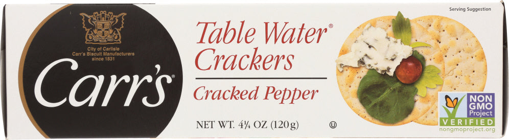 CARRS: Table Water Crackers Cracked Pepper, 4.25 oz