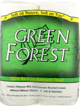 GREEN FOREST: Bath Tissue White 4 Rolls 198 Sheets, 1 ea