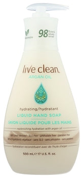 LIVE CLEAN: Soap Liquid Hand Argan Oil, 17 oz