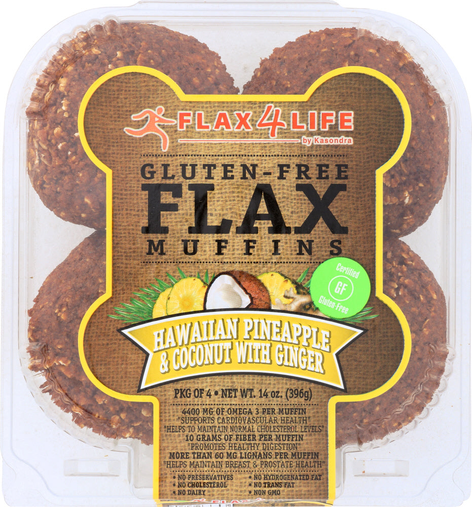 FLAX4LIFE: Frozen Hawaiian Pineapple and Coconut with Ginger Flax Muffins, 14 oz