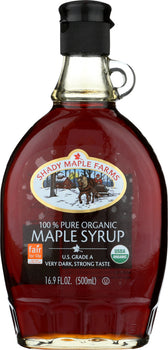 SHADY MAPLE FARM: 100% Pure Organic Maple Syrup U.S Grade A Very Dark, 16.9 oz