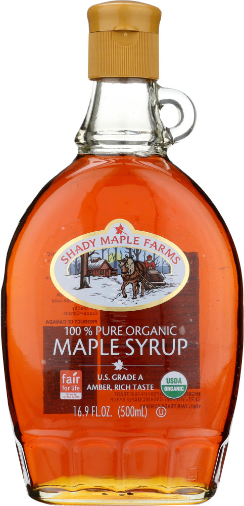 SHADY MAPLE FARMS: Organic Grade A Dark Amber Maple Syrup, 16.9 Oz