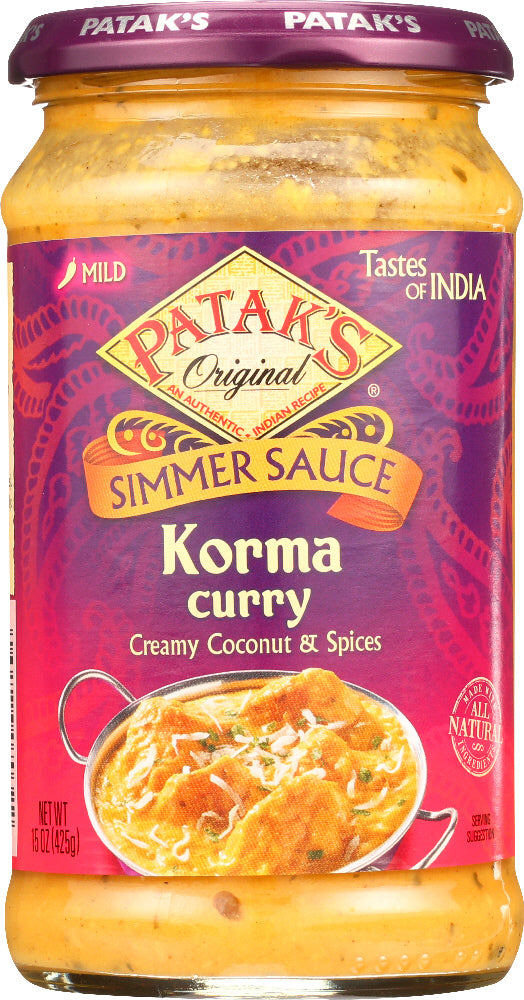 PATAK'S: Cooking Sauce Rich Creamy Coconut Korma Curry, 15 Oz