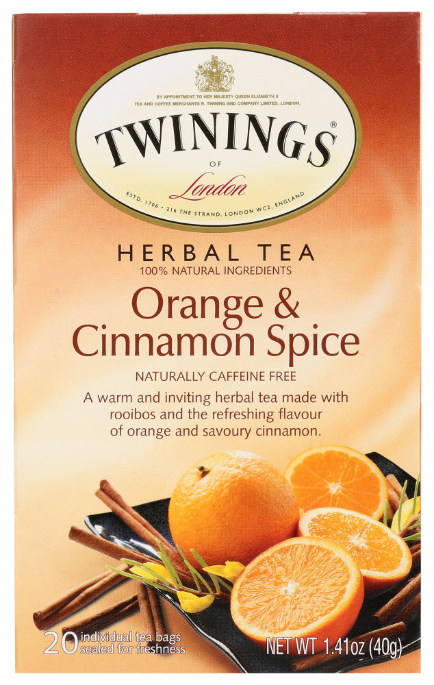 TWINING TEA: Orange & Cinnamon Spice Herbal Tea, 20 bg