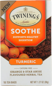 TWINING TEA: Soothe Orange & Star Anise Herbal Tea with Turmeric, 18 bg