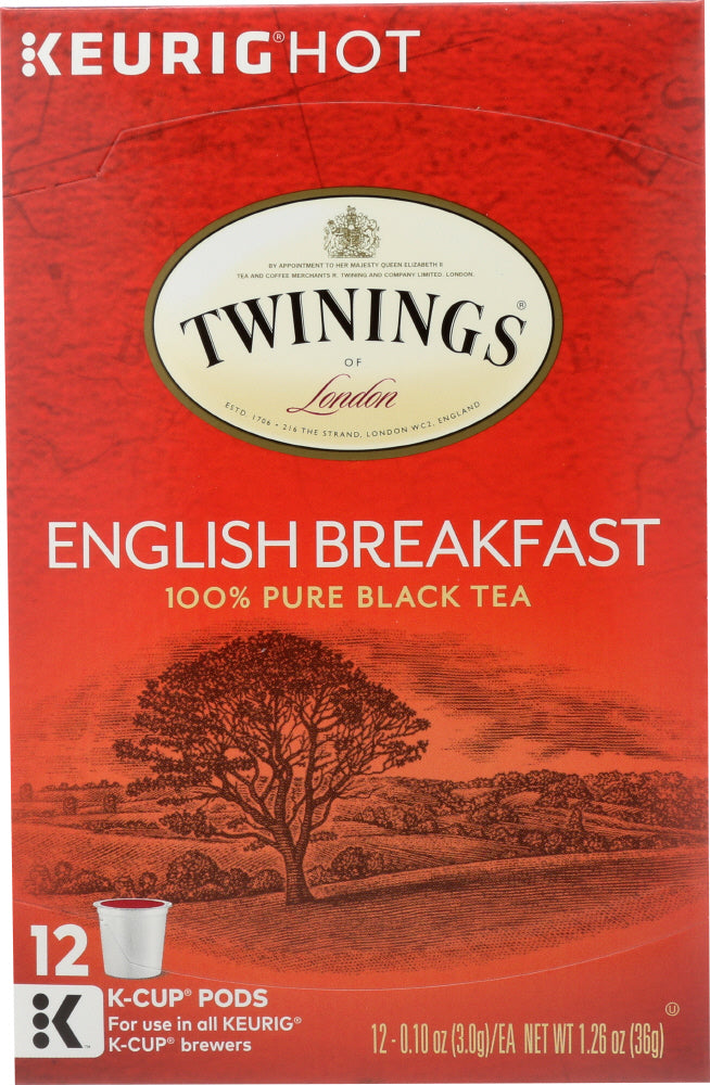 TWININGS OF LONDON: Tea Kcups English Breakfast Tea, 12 Cups, 1.27 oz