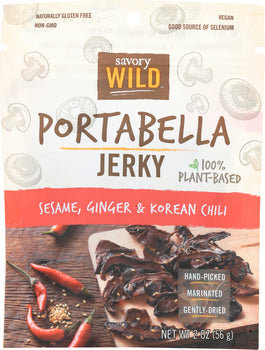 SAVORY WILD: Sesame Ginger & Korean Chili Portabella Jerky, 2 oz