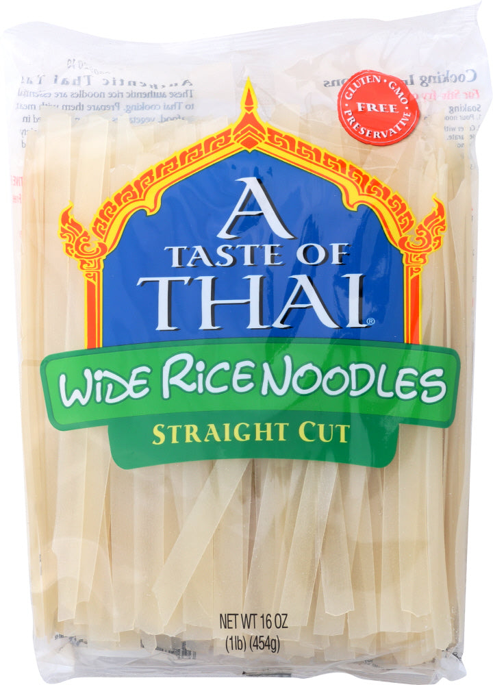 TASTE OF THAI: Wide Rice Noodles Gluten Free, 16 oz