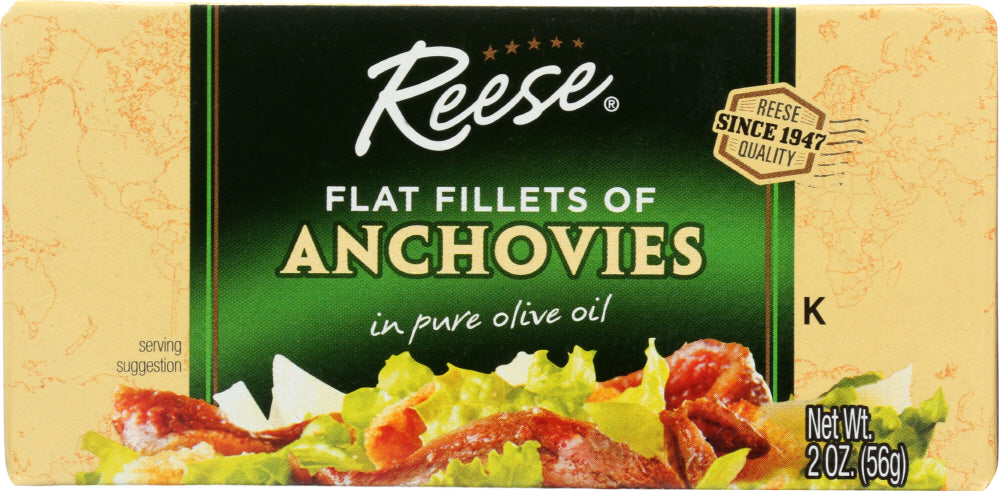 REESE: Flat Fillets of Anchovies in Pure Olive Oil, 2 oz