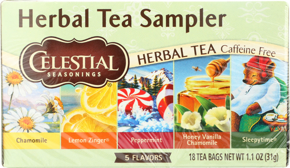 CELESTIAL SEASONINGS: Herbal Tea Sampler Caffeine Free 18 Tea Bags, 1.0 oz