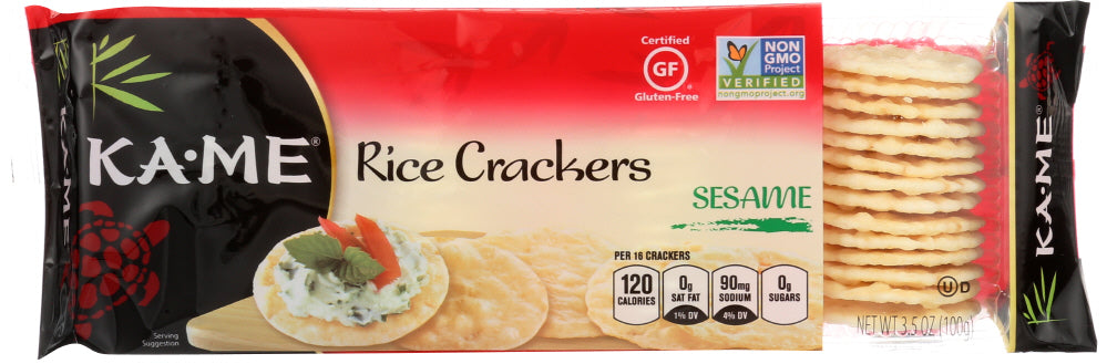 KA ME: Rice Cracker Sesame Gluten Free, 3.5 oz