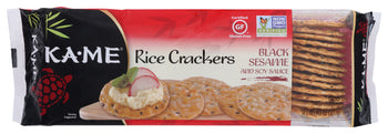 KA ME: Black Sesame and Soy Sauce Rice Crackers, 3.5 oz