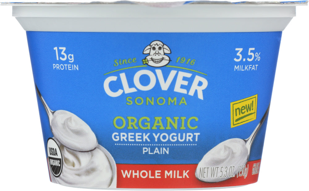 CLOVER SONOMA: Organic Whole Milk Plain Greek Yogurt, 5.30 oz