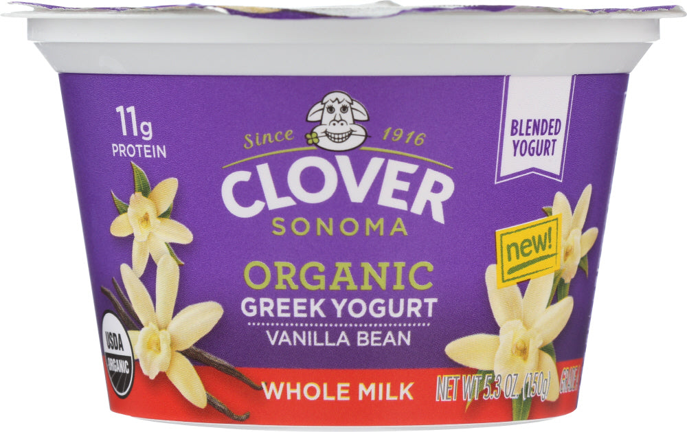 CLOVER SONOMA: Organic Whole Milk Vanilla Bean Greek Yogurt, 5.30 oz