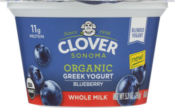 CLOVER SONOMA: Organic Whole Milk Blueberry Greek Yogurt, 5.30 oz