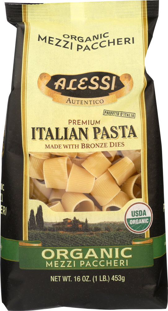 ALESSI: Organic Mezzi Paccheri Italian Pasta, 16 oz