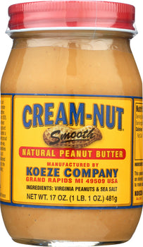 CREAM NUT: Peanut Butter Smooth Natural, 17 oz