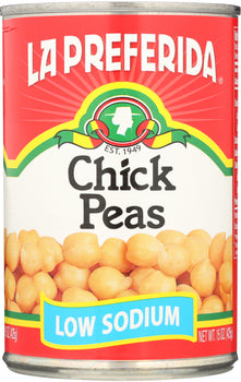 LA PREFERIDA: Low Sodium Chick Peas Beans, 15 oz