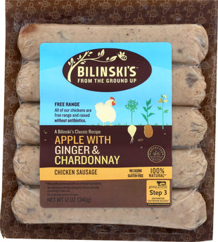 BILINSKIS: Apple with Ginger and Chardonnay Chicken Sausage, 12 oz