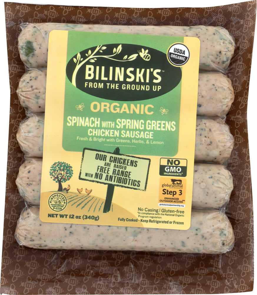 BILINSKIS: Spinach with Spring Greens Chicken Sausage, 12 oz