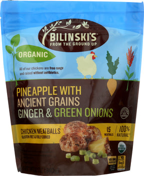 BILINSKIS: Pineapple with Ancient Grains Ginger and Green Onions Chicken Meatballs, 12 oz