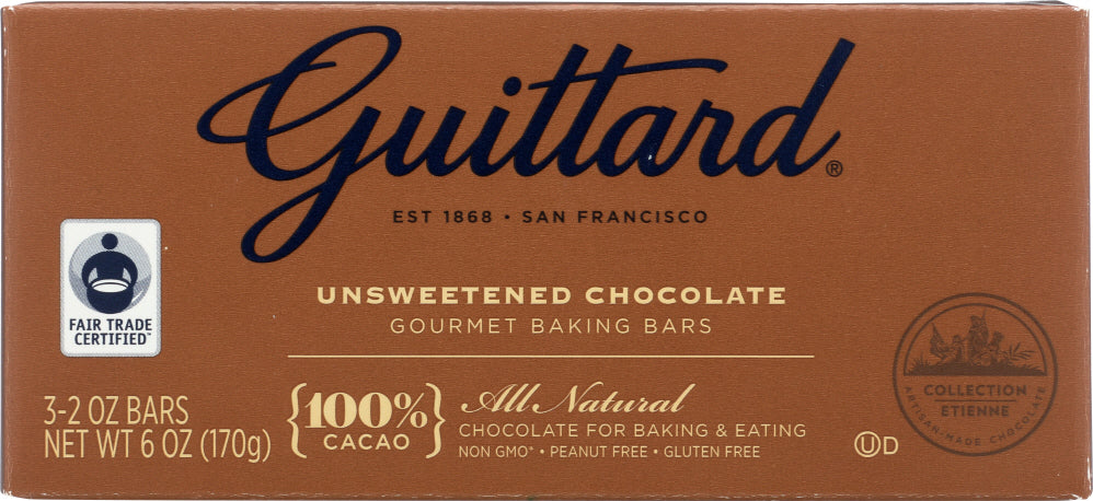 GUITTARD: Unsweetened Chocolate Gourmet Baking Bars, 6 oz