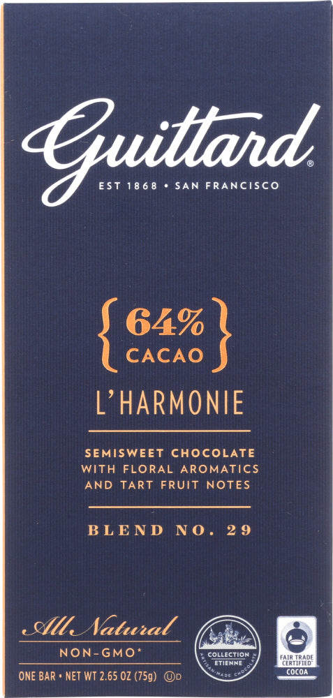 GUITTARD: 64% Cacao L¡¯Harmonie Semi Sweet Chocolate, 2.65 oz