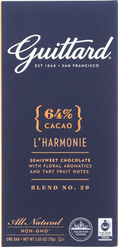 GUITTARD: 64% Cacao L¡¯Harmonie Semi Sweet Chocolate, 2.65 oz