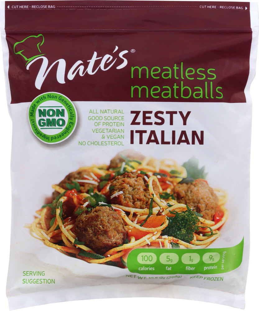 NATE'S: Zesty Italian Meatless Meatballs, 10.5 oz