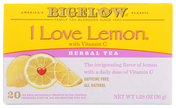 BIGELOW: Herbal Tea Caffeine Free I Love Lemon, 20 Tea Bags