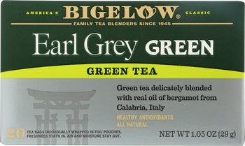 BIGELOW: Earl Grey Green Tea Healthy Antioxidants 20 Tea Bags, 1.05 oz