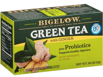 BIGELOW: Green Tea with Ginger plus Probiotics 18 Bags, 0.9 oz