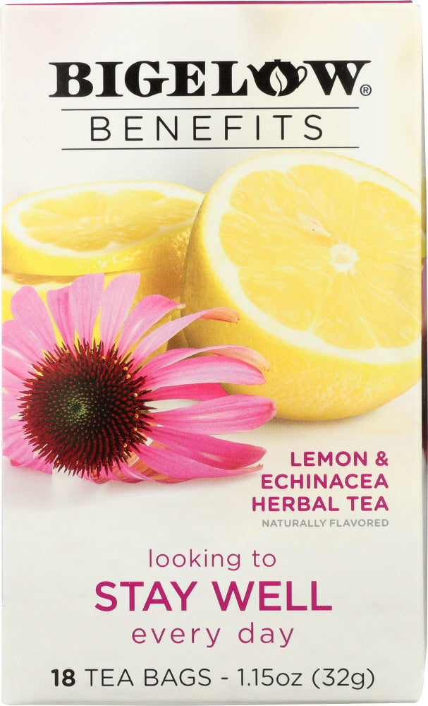 BIGELOW: Benefits Lemon and Echinacea Herbal Tea 18 Bags, 1.15 oz