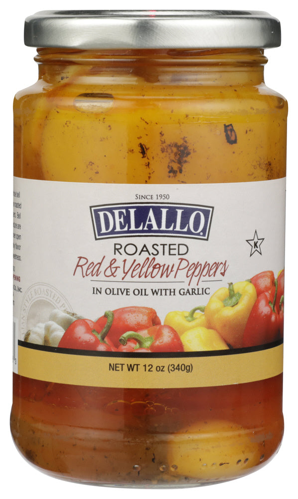 DELALLO: Roasted Yellow & Red Peppers with Garlic, 12 oz