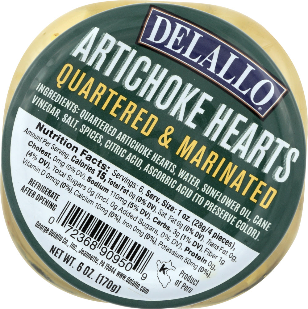 DELALLO: Marinated Artichoke Hearts, 6 oz