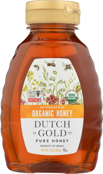 DUTCH GOLD: 100% Organic Pure Honey from Wildflowers, 12 oz