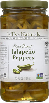 JEFF'S NATURALS: Sliced Tamed Jalapeno Peppers, 12 oz