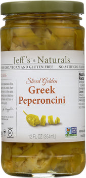 JEFF'S NATURALS: Sliced Golden Greek Peperoncini, 12 oz