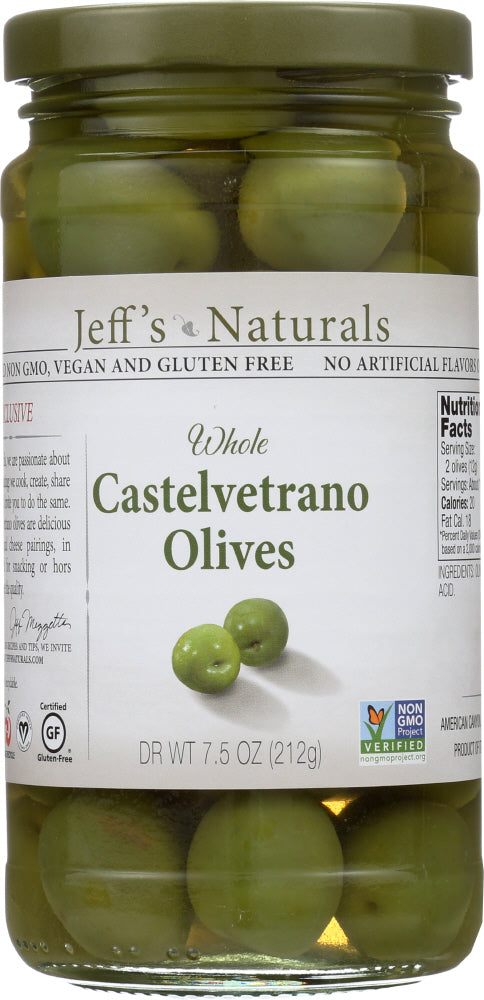 JEFF'S NATURALS: Whole Castelvetrano Olives, 7.5 oz