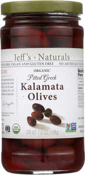 JEFF'S NATURALS: Organic Pitted Whole Greek Kalamata Olives, 7 oz